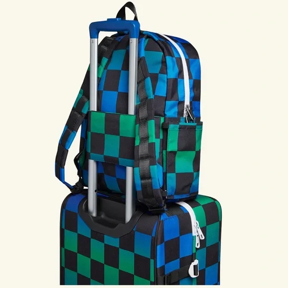 New State Bags Kane Kids Travel Backpack Blue Checkerboard Boy - Picture 11 of 11